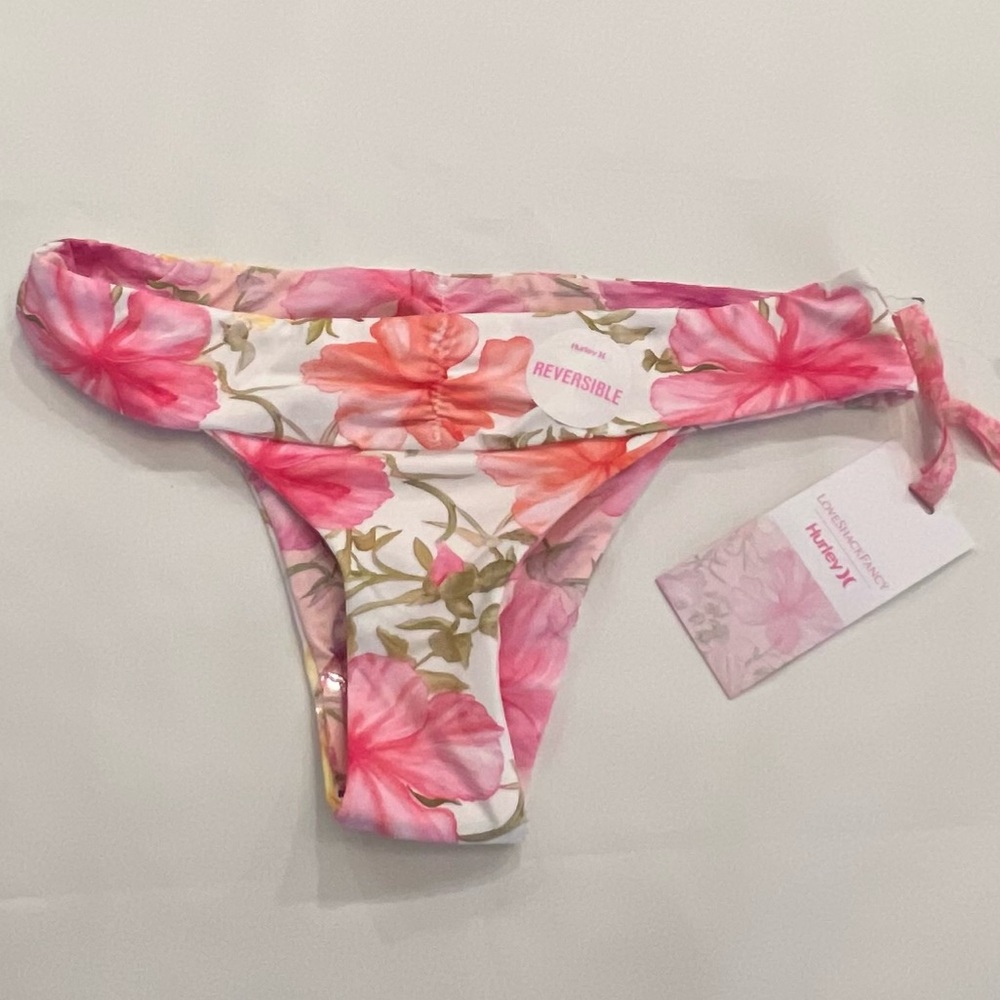 LOVESHACKFANCY X HURLEY - HIBISCUS CHEEKY REVERSIBLE HIPSTER BIKINI BOTTOM only - Picture 8 of 12